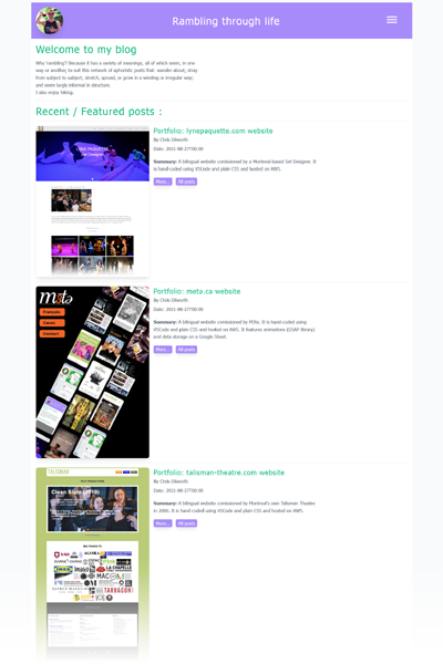  Front page of chris-dilworth.com. 