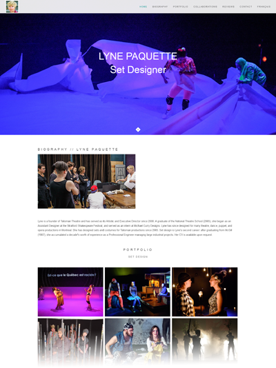  The top of the front page of lynepaquette.com. 