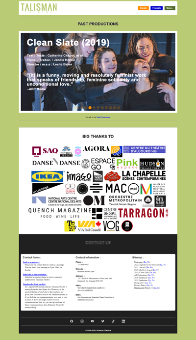  Front page of talisman-theatre.com (edited). 